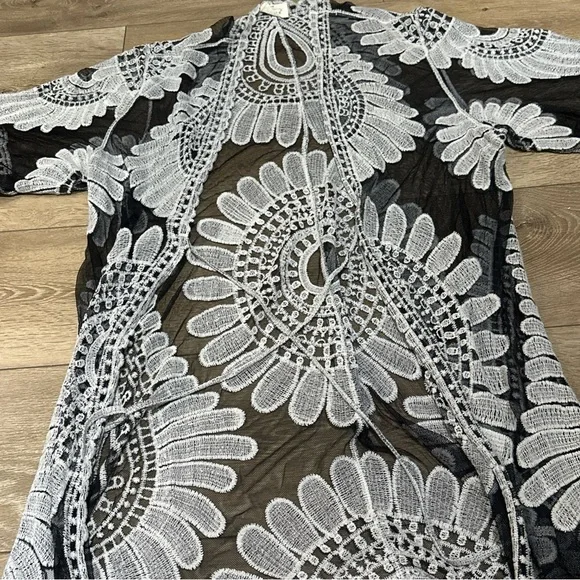 Ember Sheer Mesh Crochet Kimono Duster Boho Whimsigoth - Picture 9 of 11